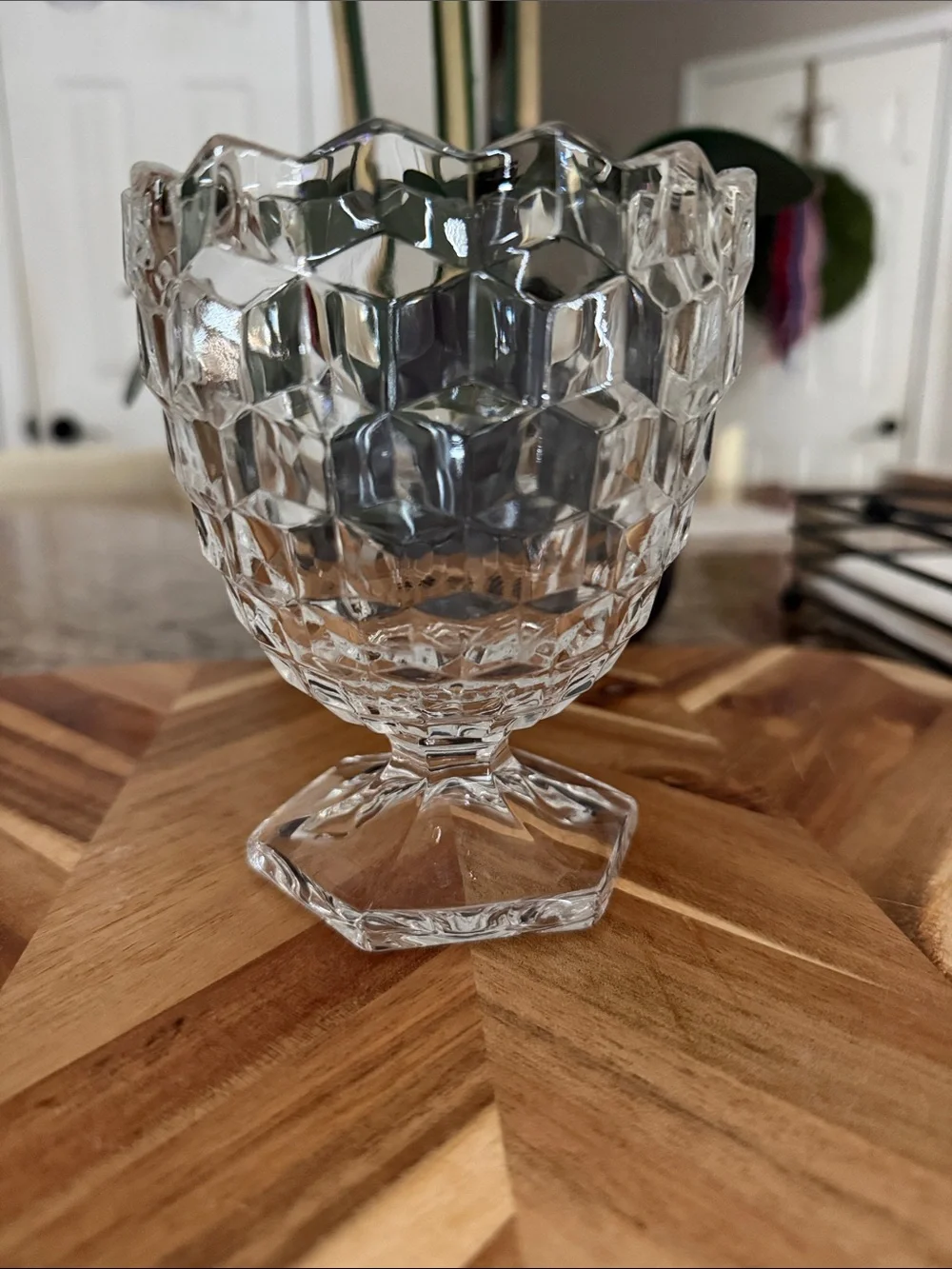 Vintage Fostoria clear footed candy dish or server